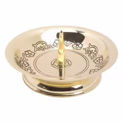 Brass candle plare with floral pattern