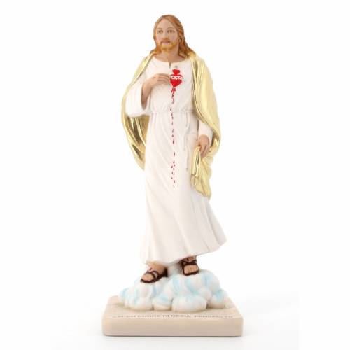 Statua Sacro Cuore di Gesù, in polvere di marmo colorata