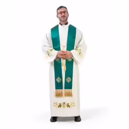 Stola per Sacerdote verde in seta con croci ornate