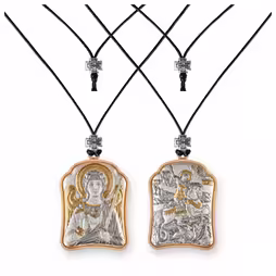 St. Angel - St. George Pendant Icon. Silver 999. Gold.