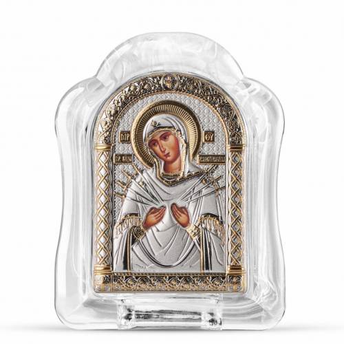 VM 7 Swords Arch Icon Murano glass. Painted face. Silver 999. Gold.