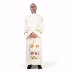 Stola per Sacerdote bianca con croci canutiglia oro