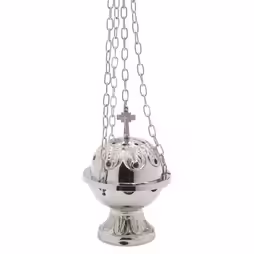Turibolo in nichel con Cristo in croce H 15 cm
