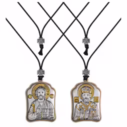 Cristo - St. Nicholas Ciondolo icona. Argento 999. Oro.