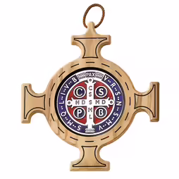 Croce in ulivo con medaglia San Benedetto
