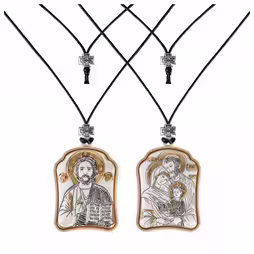 Cristo - Sacra Famiglia Ciondolo icona. Argento 999. Oro.
