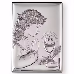 Icona cattolica rettangolare con bambina