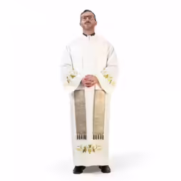 Stola per Sacerdote bianca con inserti in broccato