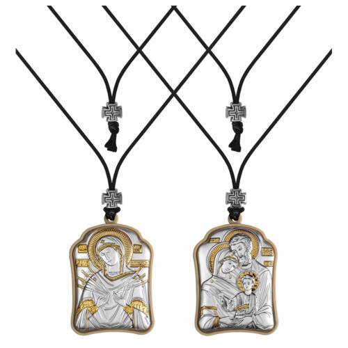 Sacra Famiglia - VM 7 Sorrows Ciondolo icona. Argento 999. Oro.