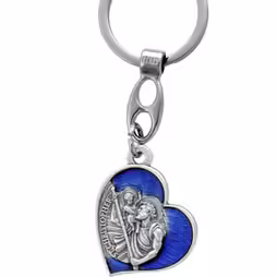 PORTACHIAVE A CUORE CON SAN CRISTOFORO ARGENTO