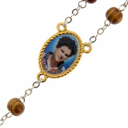 Corona Carlo Acutis in legno ulivo