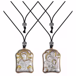 Sacra Famiglia - VM 7 Sorrows Ciondolo icona. Argento 999. Oro.