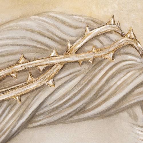 Painting on canvas with textured finish and golden details