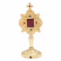 Reliquiario dorato con pietre H 20 cm
