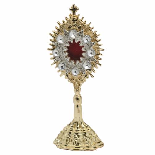 Reliquary golden plated with stones H 14, cm