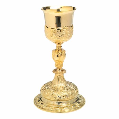 Chalice baroque golden plated H 25 cm