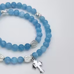 Rosario-Bracciale doppio giro Croce in Argento 925