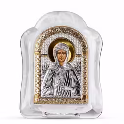 St. Matrona Arch Icon Murano glass. Painted face. Silver 999. Gold.
