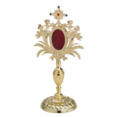 Reliquiario con pietre placcato oro H 33 cm