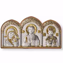 Icone dell'auto Icona rettangolare. Volto dipinto. Argento 999. Oro.