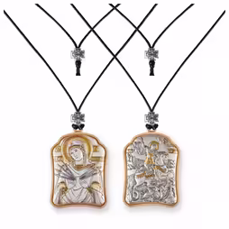 VM 7 Swords - St. George Pendant Icon. Silver 999. Gold.