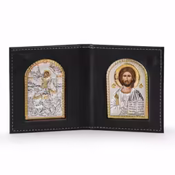San Giorgio - Cristo Icona ad arco. Volto dipinto. Argento 999. Oro.