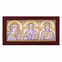 Icone dell'auto Icona rettangolare. Volto dipinto. Argento 999. Oro.