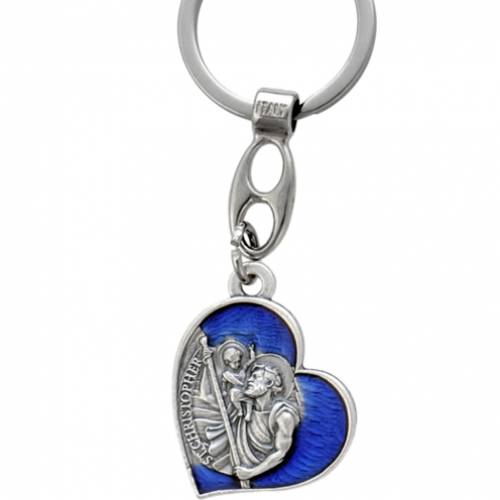 PORTACHIAVE A CUORE CON SAN CRISTOFORO ARGENTO