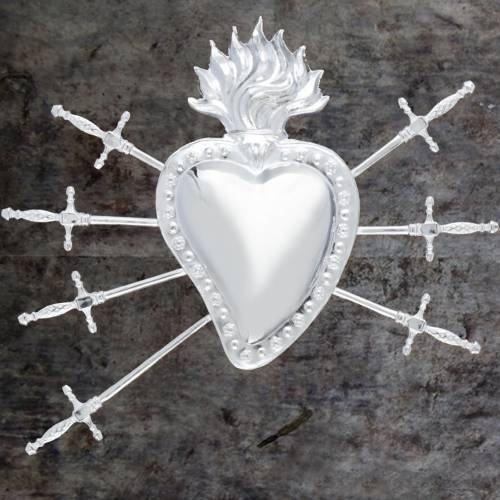 Ex Voto cuore votivo con 7 spade