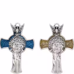Croce argento con volto e smalto personalizzabile