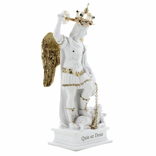 Statua San Michele in polvere di marmo con dettagli oro