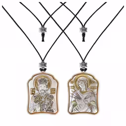 St. Nikolas - VM 7 Swords Pendant Icon. Silver 999. Gold.