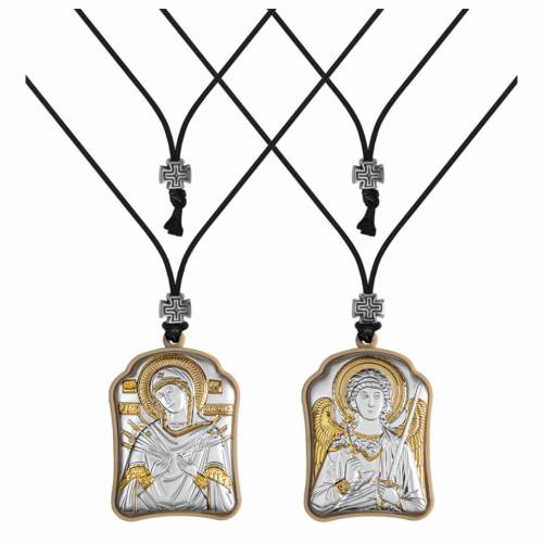 VM 7 Swords - St. Angel Pendant Icon. Silver 999. Gold.