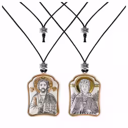 Cristo - Santa Matrona Ciondolo icona. Argento 999. Oro.