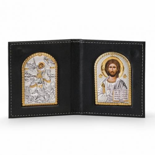 San Giorgio - Cristo Icona ad arco. Volto dipinto. Argento 999. Oro.