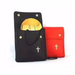 Calfskin leather paten holder with drawstring