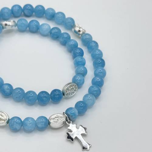 Rosario-Bracciale doppio giro Croce in Argento 925