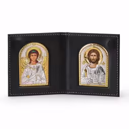 Sant'Angelo - Cristo Icona ad arco. Volto dipinto. Argento 999. Oro.