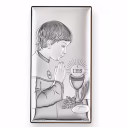 First Communion Boy Rectangular. Silver 999.