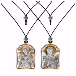 VM 7 Swords - St. Matrona Pendant Icon. Silver 999. Gold.