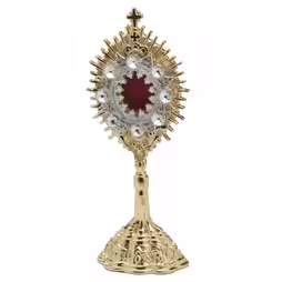 Reliquary golden plated with stones H 14, cm