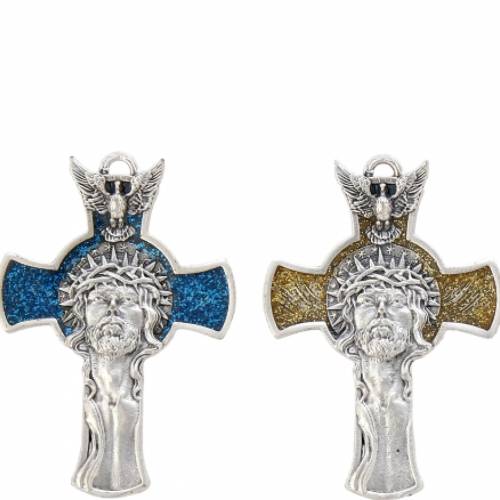 Croce argento con volto e smalto personalizzabile