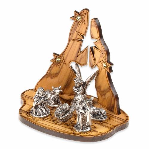 Presepe Legno Ulivo con 6 Personaggi