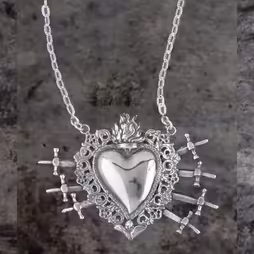 Necklace with votive heart with 7 swords