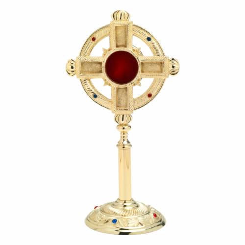 Reliquary w. stones golden plated H 32 cm