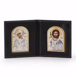 VM 7 Sorrows - Cristo Icona ad arco. Volto dipinto. Argento 999. Oro.
