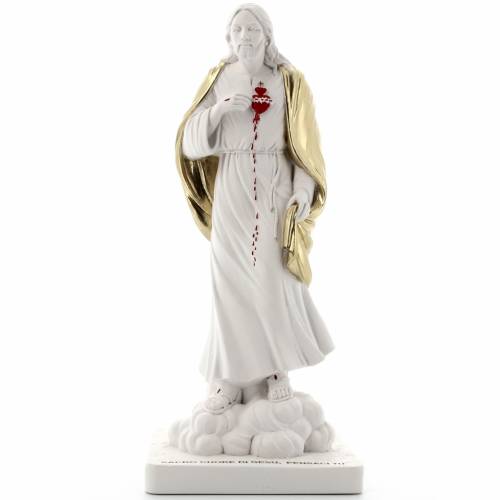 Statua Sacro Cuore di Gesù, in polvere di marmo bianca