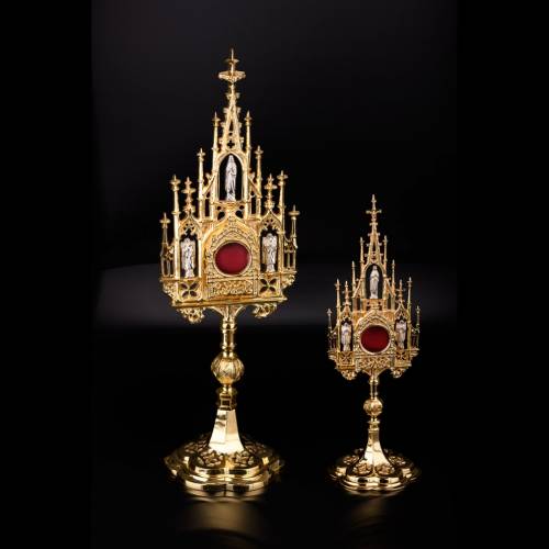 Reliquary Neogothic golden plated H 40 cm