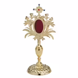 Reliquiario con pietre placcato oro H 33 cm