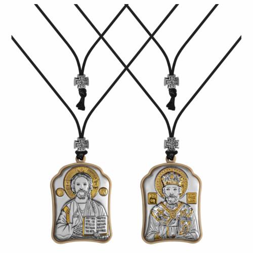 Cristo - St. Nicholas Ciondolo icona. Argento 999. Oro.